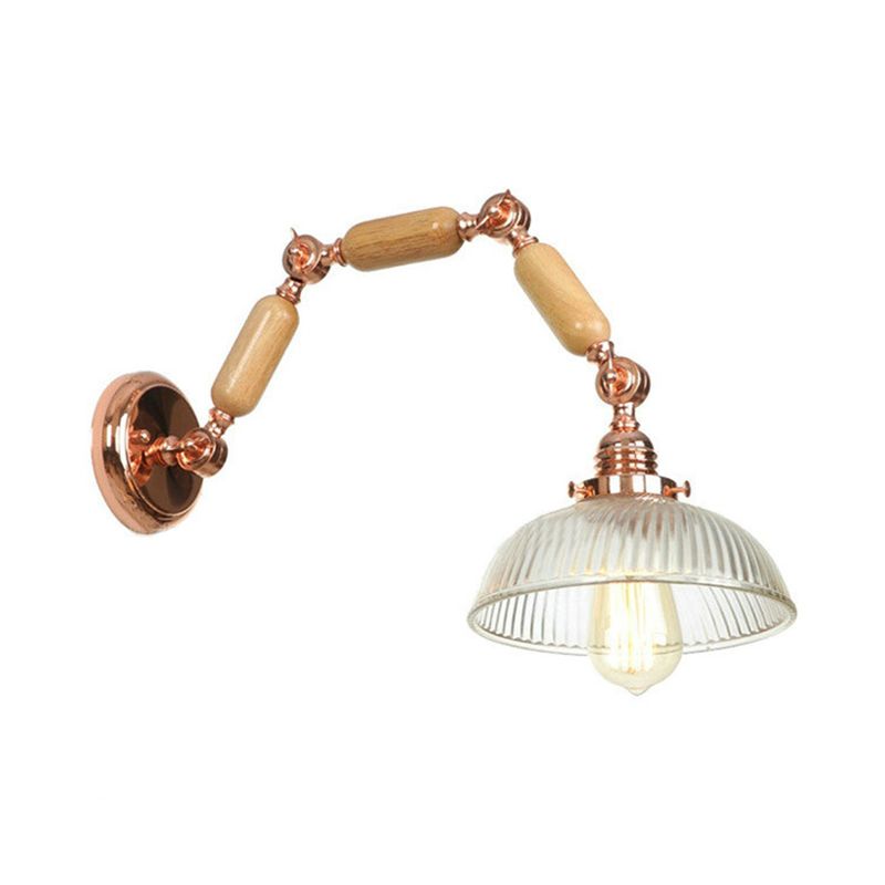 One Lampe Wandleuchte mit Schüssel Schatten Rippenglas Vintage Stil Wohnzimmer Leuchte Beleuchtung