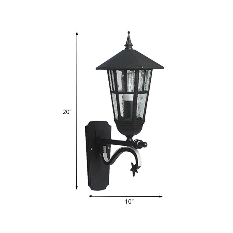 Farmale a parete di urna a 1 bulba Black Black Clear Water/Basce Basched Glass Wall Monted Lamp, largo 20 "/21,5"