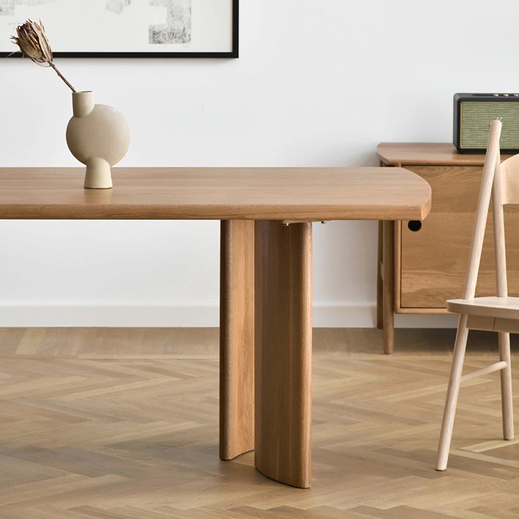 Mesa rectangular contemporánea de madera maciza, mesa superior de madera para comedor
