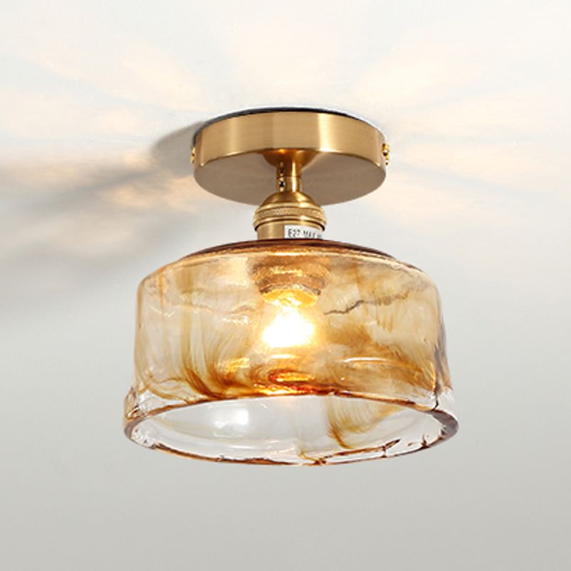 Nordic Style Copper Ceiling Light Geometry Shape Ceiling Lamp for Living Room