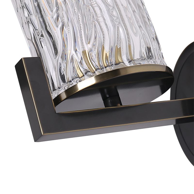 Cylindre luminaire mural en verre ondulant 1 montant mural léger en laiton pour chambre à coucher