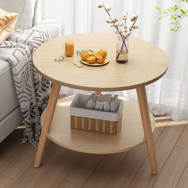 Contemporary 3 Legs End Table Round Wood Top Side Table for Living Room