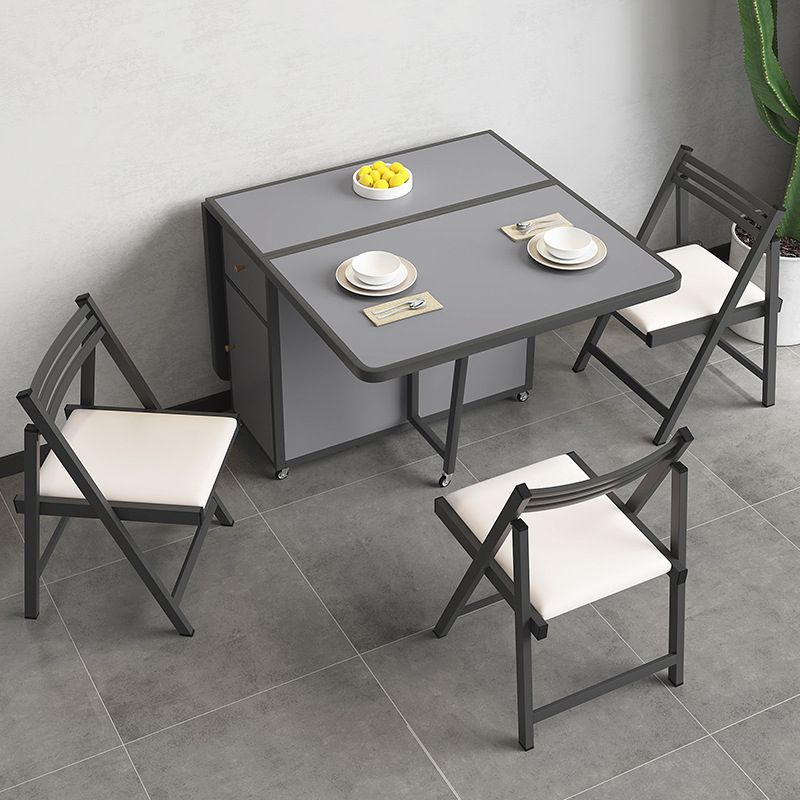Rectangle Dining Table Set 1/4/5/7 Pcs Folding Table and Chairs with Metal Frame