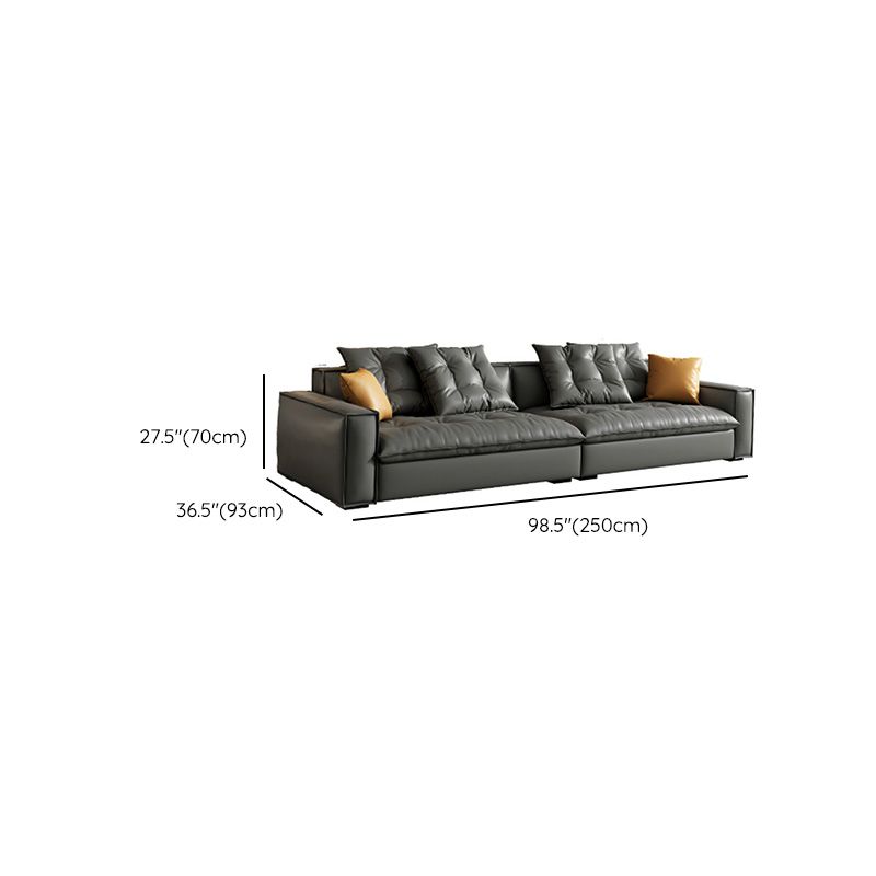 Mid Century Modern Seating with Pillows Sofa Tuxedo Arm in Gray