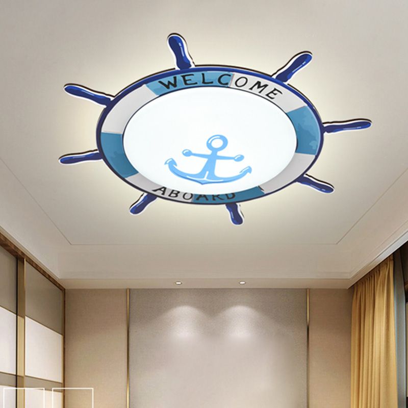 Plafonnier de chambre d'enfant, luminaire de Style méditerranéen, créatif, bateau de Pirate, gouvernail, chambre de garçon, lampe de chambre à coucher de dessin animé