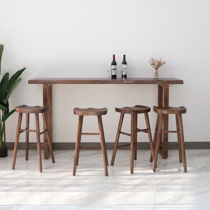 Contemporary Bar Dining Table Indoor Rectangle Wood Bar Table Sled Base in Brown