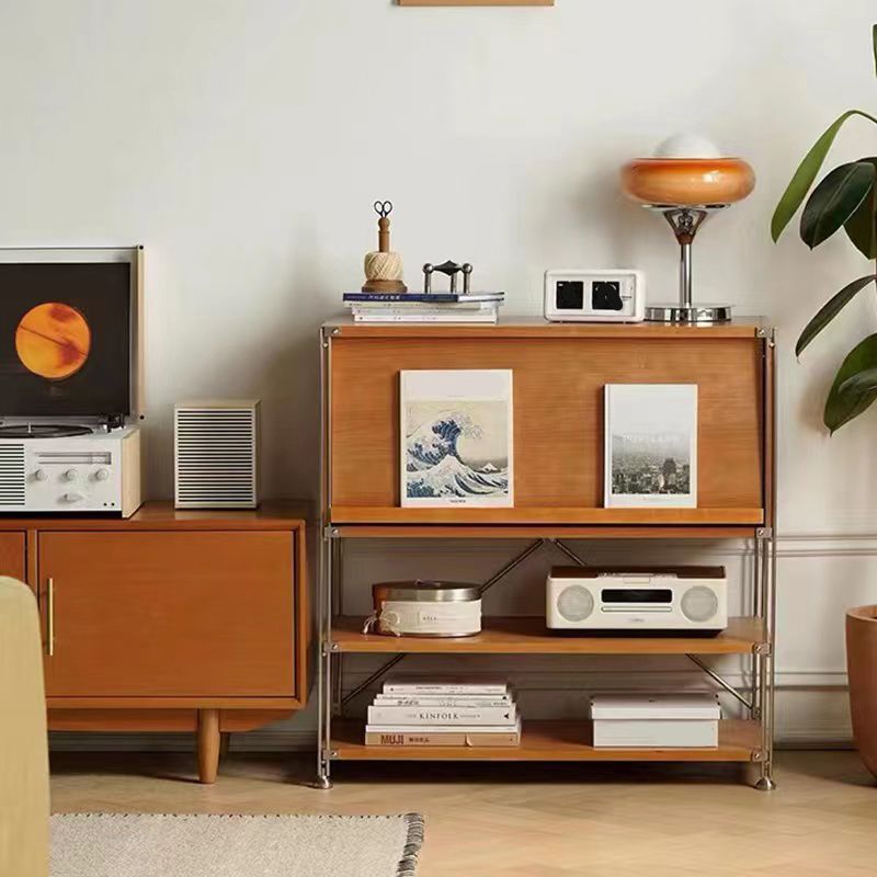 Industrial Accent Cabinet with 2 Shelves and 1 Door in Solid Wood