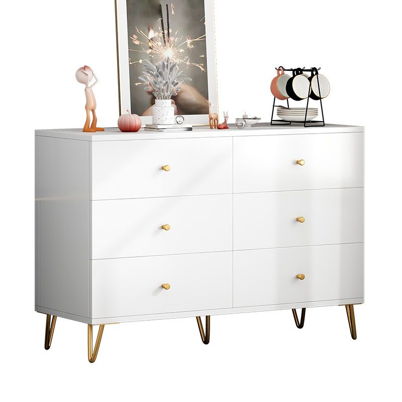 White Contemporary Glam Storage Chest Wood Chest with Metal Feet for Bedroom