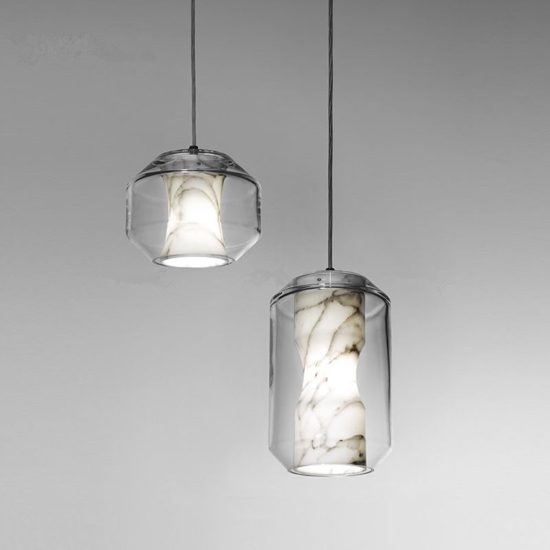 Pendentif de style moderne pierre lumineuse 1 lumière suspendue Lumière en blanc pour le chevet
