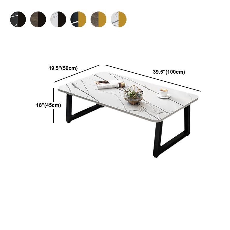 Modern Style Rectangular Wooden Table Metal Bottom Frame Sledge-shaped