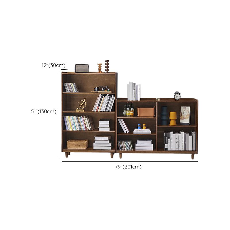 Industrial Closed Back Book Shelf Freestanding Standard Kids Bookshelf in Walnut