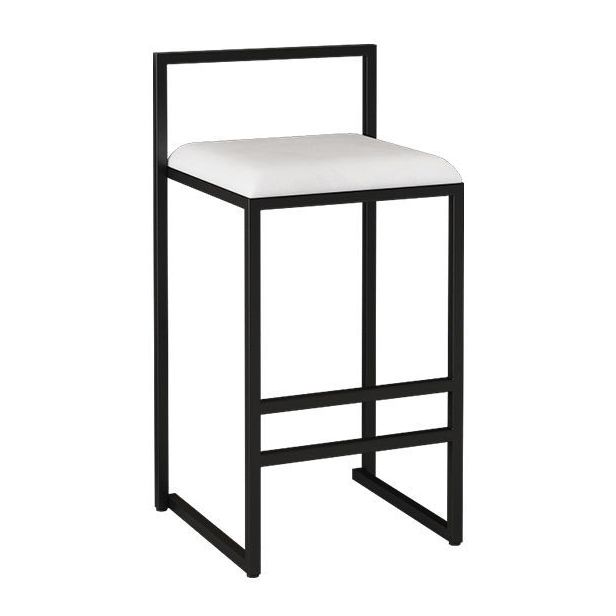Modern Armless Backrest Counter Stool Iron Kitchen Bar Stool with  Cushion and Pedal