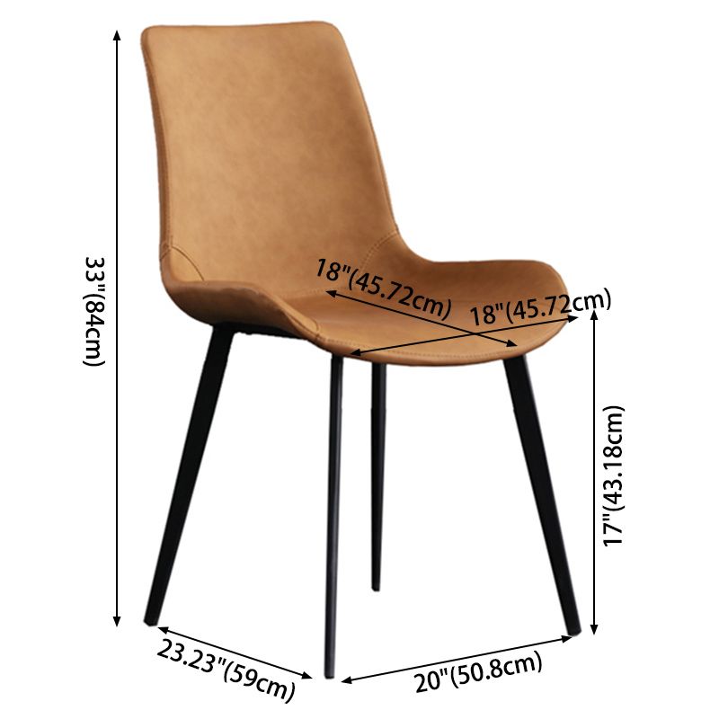 Metal Modern Dining Room Chair Metallic Finish Solid Back Dining Chair