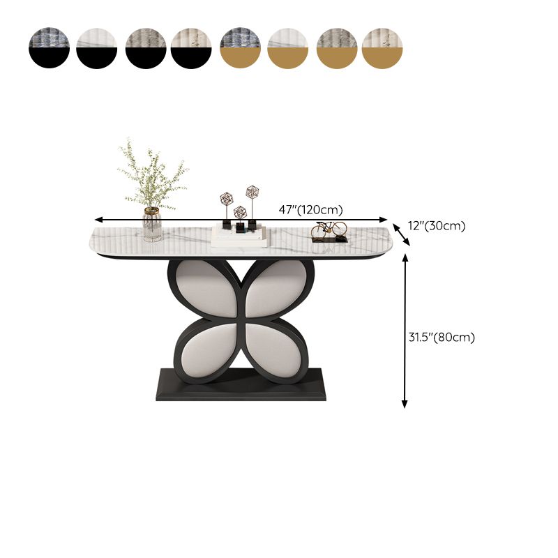 Half Moon Accent Table Antique Finish Console Sofa Table in Stone