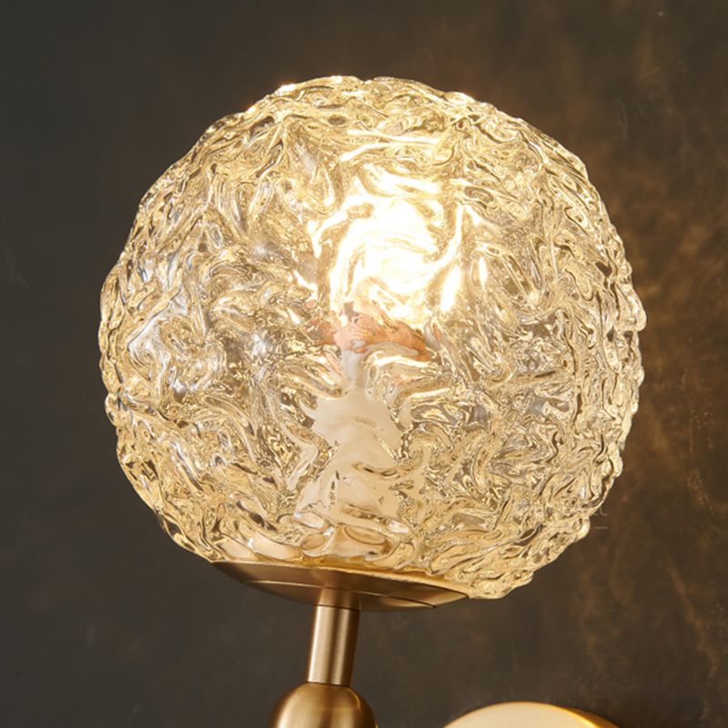 Spherical Bedside Wall Hanging Lamp Crystal 1 Head Minimalist Wall Light in Brass