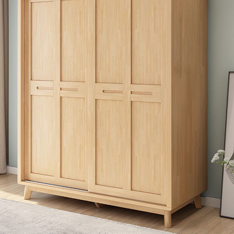 Contemporary Rubberwood Storage Cabinet Sliding Door Cabinet with Legs