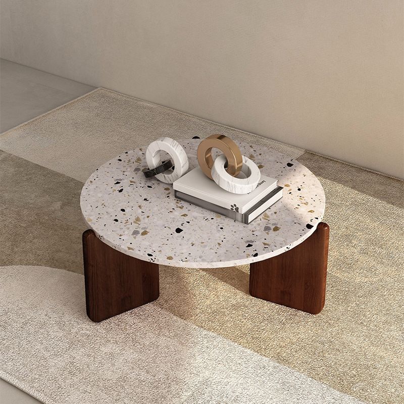 Modern 3 Legs Coffee Table Slate Round Coffee Cocktail Table