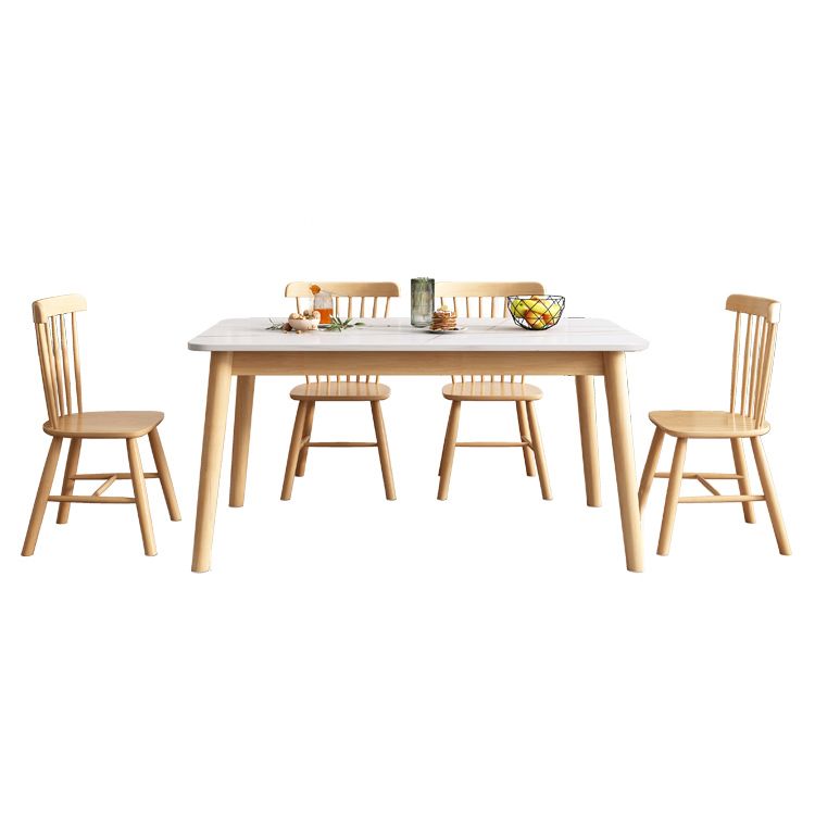 Modern Sintered Stone Dining Table¬†Set for 4/6 Dining Set with Rectangle Table and Windsor Chairs