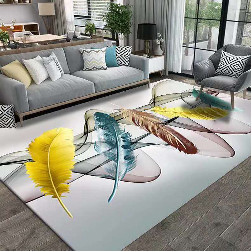 Creative Area Carpet Funky Leaf Print Indoor Rug Living Room Polyster Carpet with Non-Slip Backing