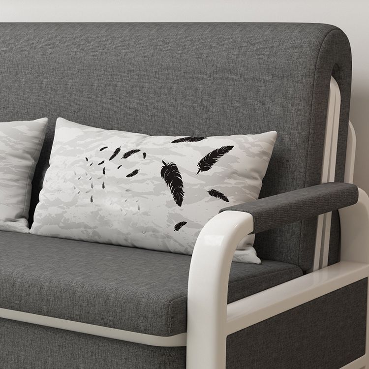 Fabric Square Arms Futon Sleeper Sofa Pillow Included Loveseat