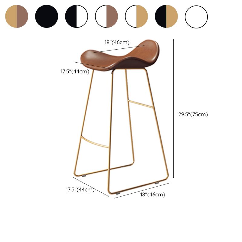 Glam Style Faux Leather Barstool Saddle Seat Bar Stool for Living Room