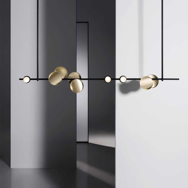 Modern Style Linear Hanging Pendant Lights Metal 9 Light Pendant Light Fixtures