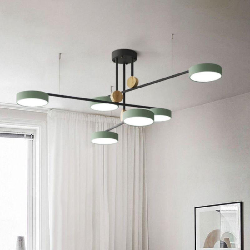 Lampada lampadina del lampadario di ramo Lampada a sospensione grigio/verde con arredamento in legno, luce calda/bianca