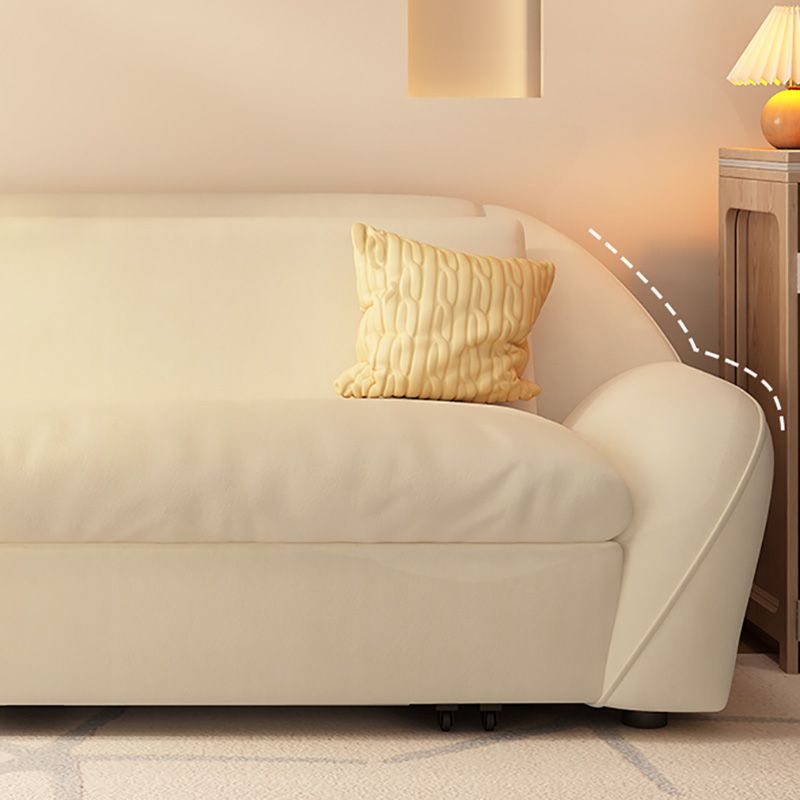 Modern Convertible Sofa Bed Flared Arm Seating with Pillows in Beige