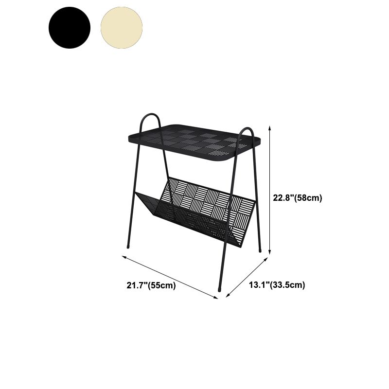22.8" Tall Rectangle Top Side Table Iron Sled Base End Table with Magazine Holder
