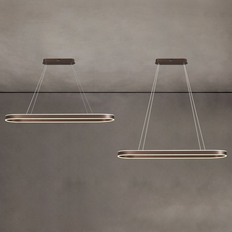 Oval Aluminum Island Pendant Lights Modern Style 2-Lights Chandelier Lamp Fixtures