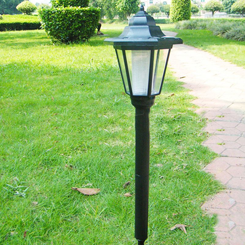 Black Hexagonal LED Outdoor Mosquito Lamp Vintage Plastic Solar Stake Lighting for Garden