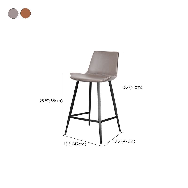 Modern Leather Bar Stool Low Back Footrest Counter Stool for Bristol