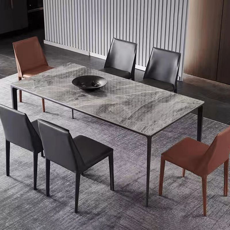 Sintered Stone Home Kitchen Table Industrial Rectangle Fixed Dining Table