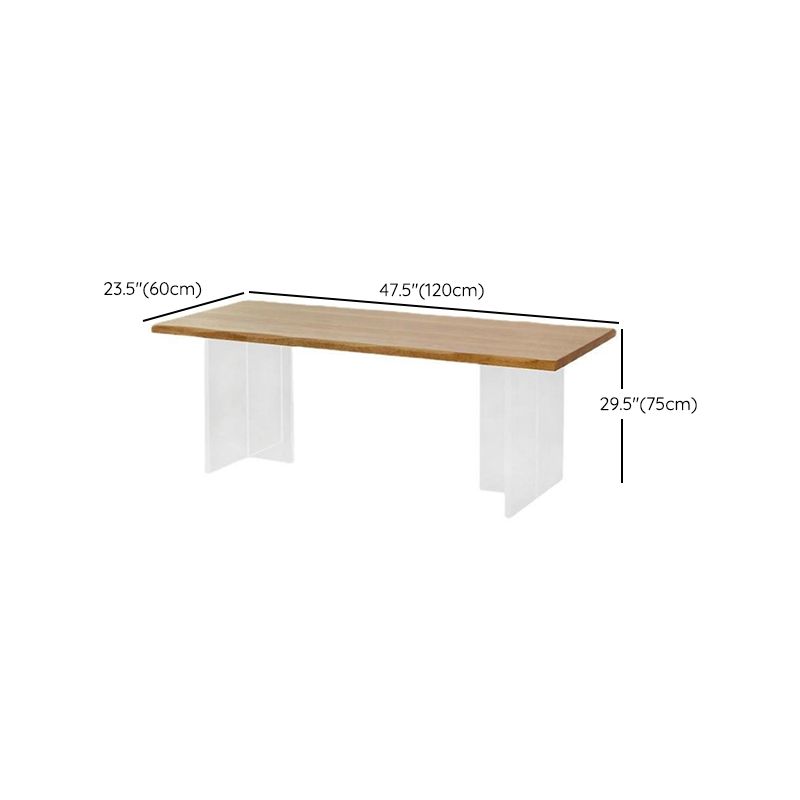 Rectangle Double Pedestal Dining Table Modern Wood Table for Living Room