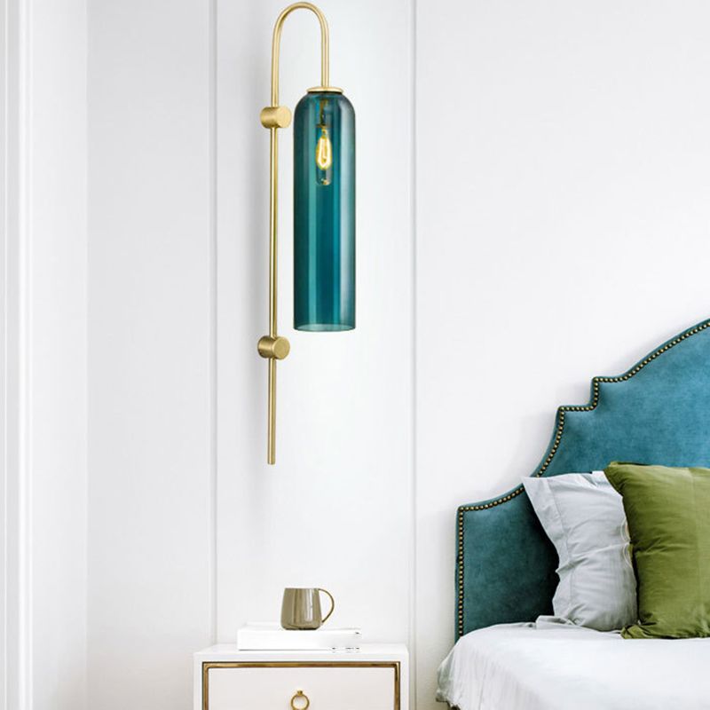 Industrial Metal/Glass Wall Light Polish Finish Lighting for Restaurant