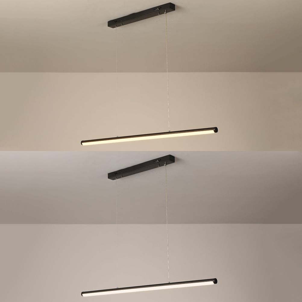 Linear Shape Island Pendant Contemporary Style Metal 1 Light Island Pendant Light in Black