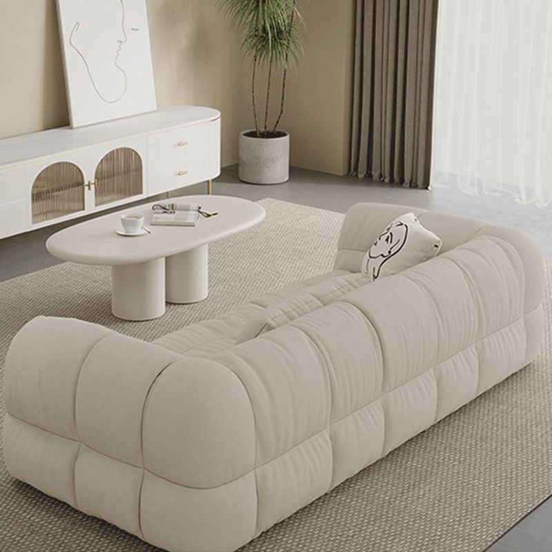 Contemporary White Cushions Tuxedo Arm Living Room Standard Settee