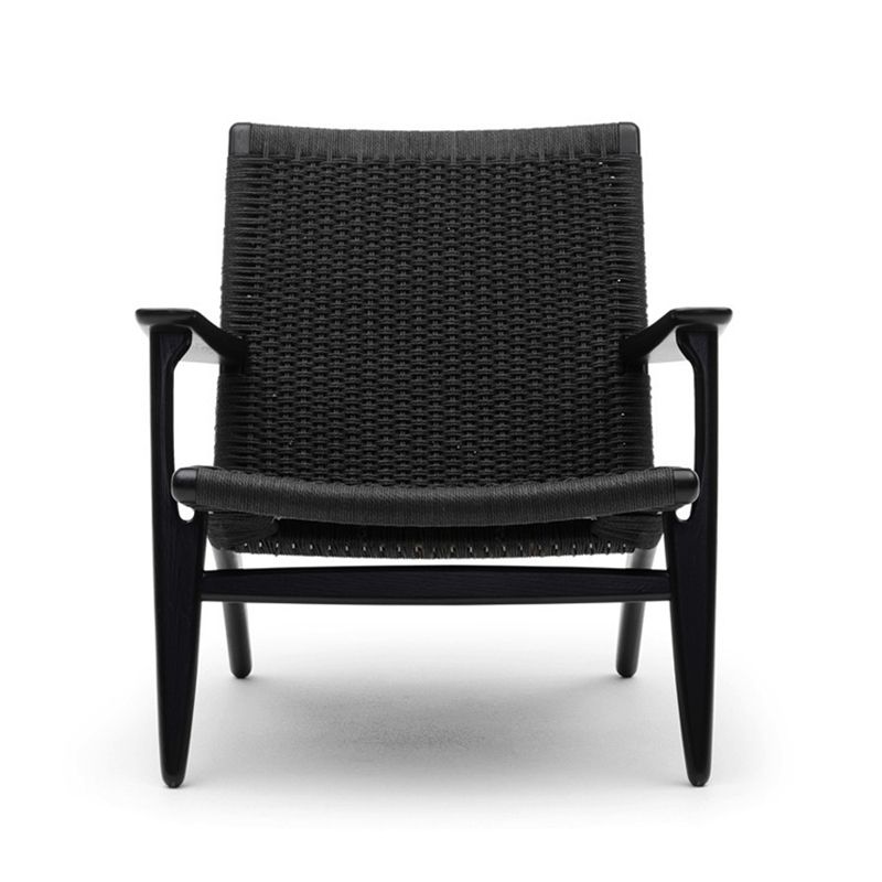 Solid Wood Frame Lounge Chair Arms Included Woven Back Chair