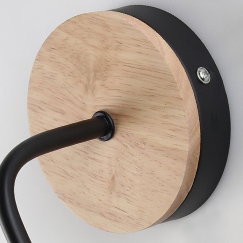 Single White/Black Modernism Wall Mounted Sconce Wooden Wall Light