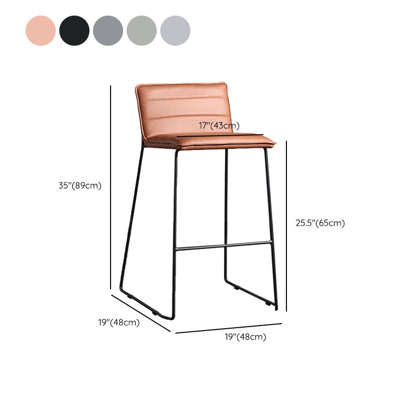 Contemporary Upholstered Armless Bar Stool with Black Metal Base
