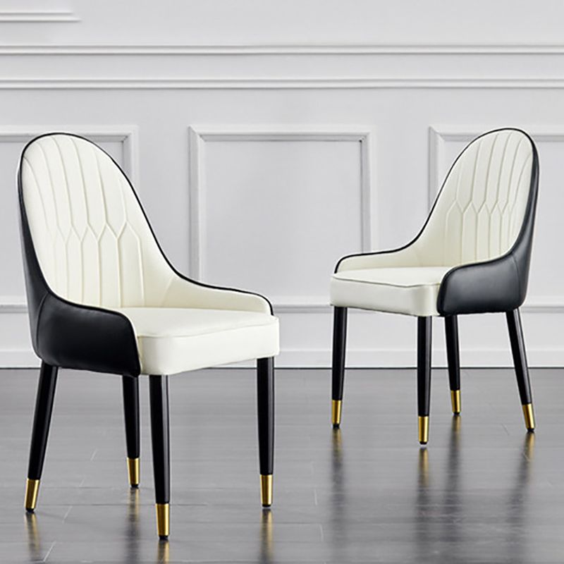 Contemporary Side Chair Upholstered Armless Faux Leather Dining Chairs