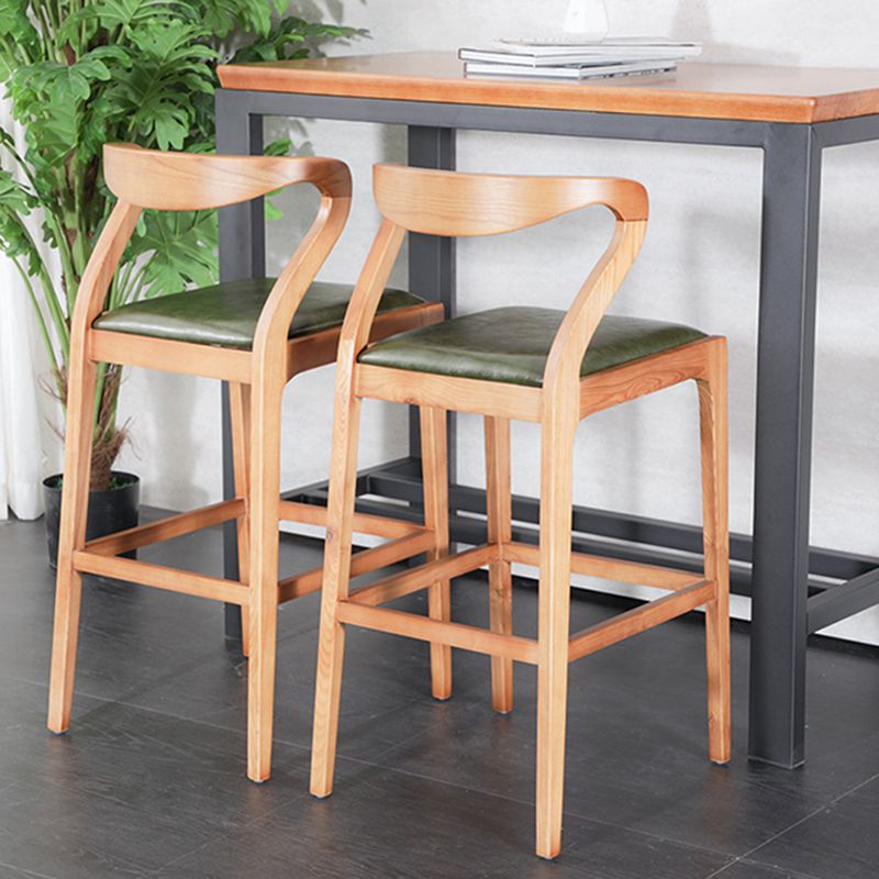 Industrial Bar-stool Square Seat Counter Bar Stool with Wooden Legs for Home