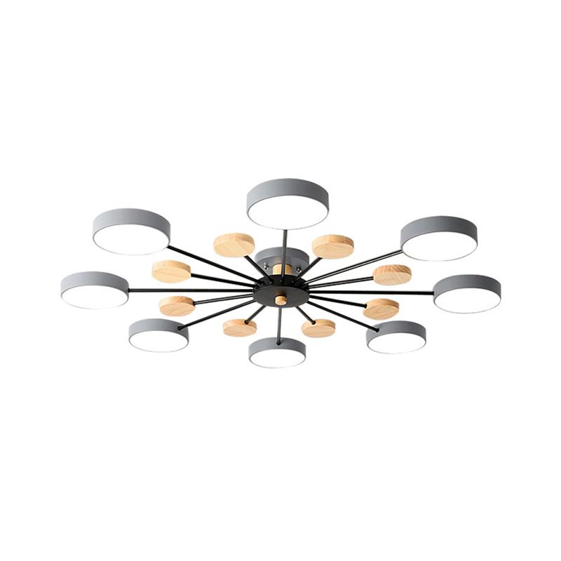 Branching Semi Flush Mount Light Simple Acrylic Bedroom Wood Close to Ceiling Lamp