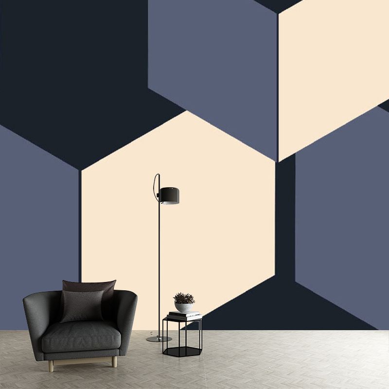 Yellow-Blue Arrow Wall Murals Abstract Art Deco Waterproof Wall Covering for Bedroom