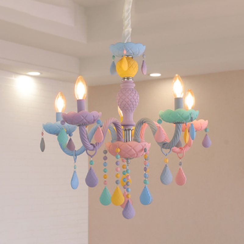 Smeedijzeren macaron hanglamp in moderne creatieve stijl glazen binnen plafondlicht met kristallendecoratie