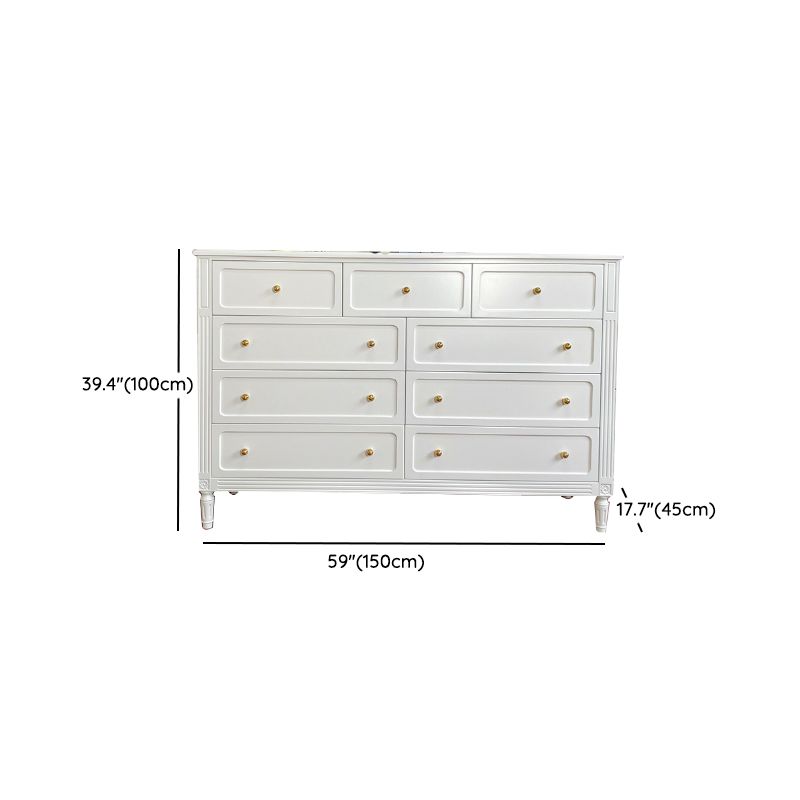 Glam White Horizontal Storage Chest with Soft-Close Drawers for Home