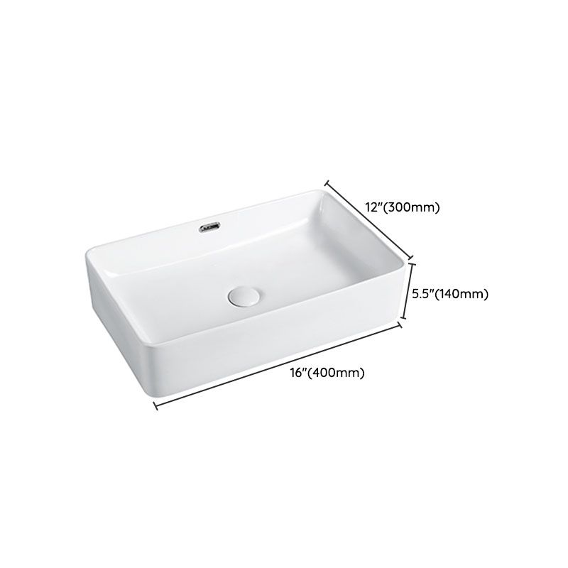 Modern Vessel Bathroom Sink Porcelain with Pop-Up Drain Vessel Sink without Faucet
