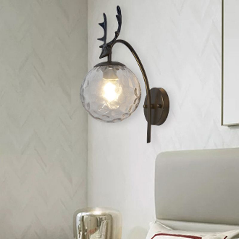 1 Light Spherical Wall Sconce Modern Style Glass Wall Lighting for Living Room