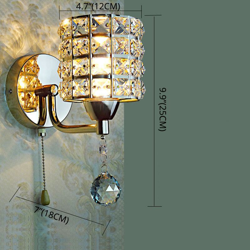 Luces de pared de tocador de medio cilindro Luz de tocador de cristal de estilo de lujo moderno