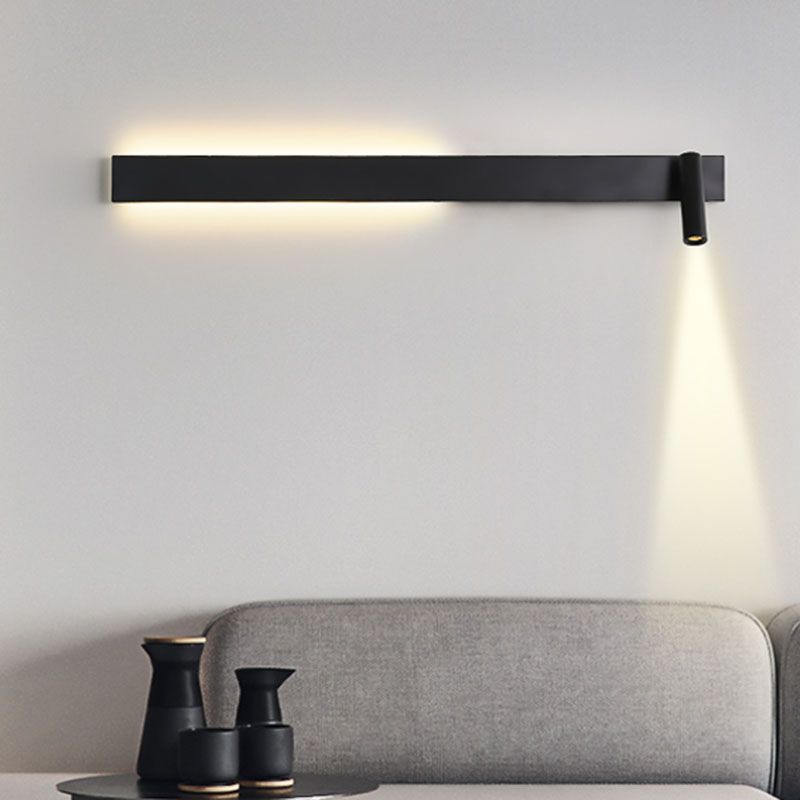 Moderne Metallwandleuchte gerade 3 Leuchten LED -Wandleuchten in Schwarz für Schlafzimmer